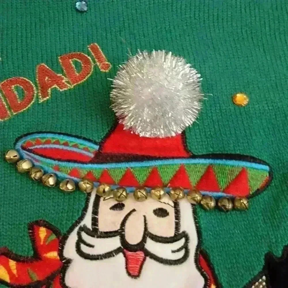 Holiday Time Christmas Sweater Womens XXL 20 Feliz Navidad Southwest Santa - Picture 4 of 16